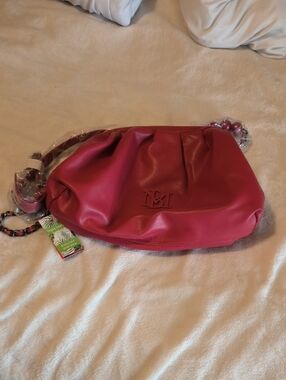 Badgley Mischka Pink Shoulder Bag with Braided Strap